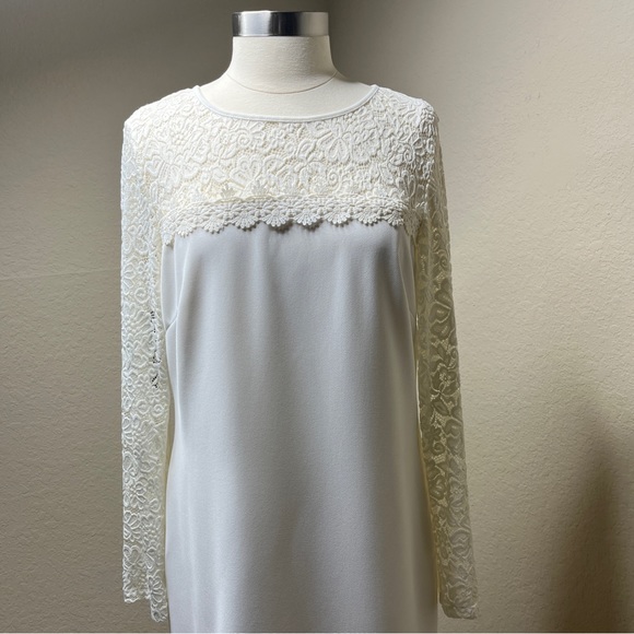 Laundry Shelli Segal Ivory Dress Size 12 Bride Lace Shift BHLDN Wedding Formal - Picture 8 of 15